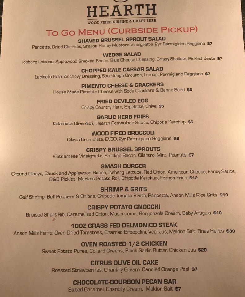 Menu at Hearth Wood Fired Cuisine & Craft Beer pub & bar, Virginia Beach