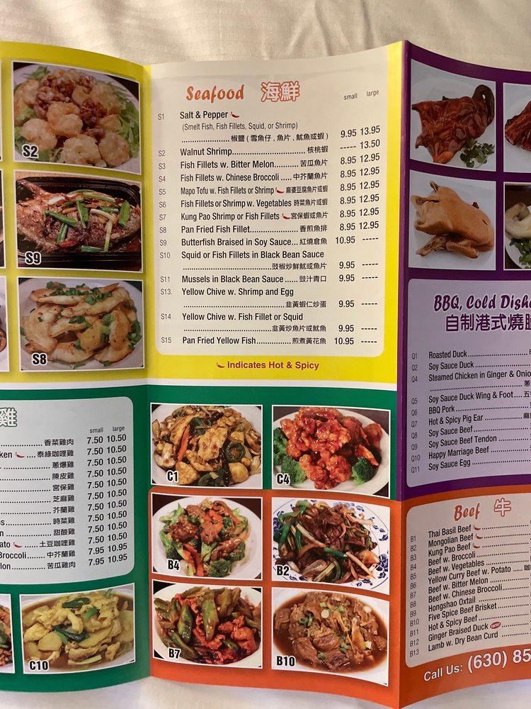 Menu at Zen's Noodles restaurant, Naperville