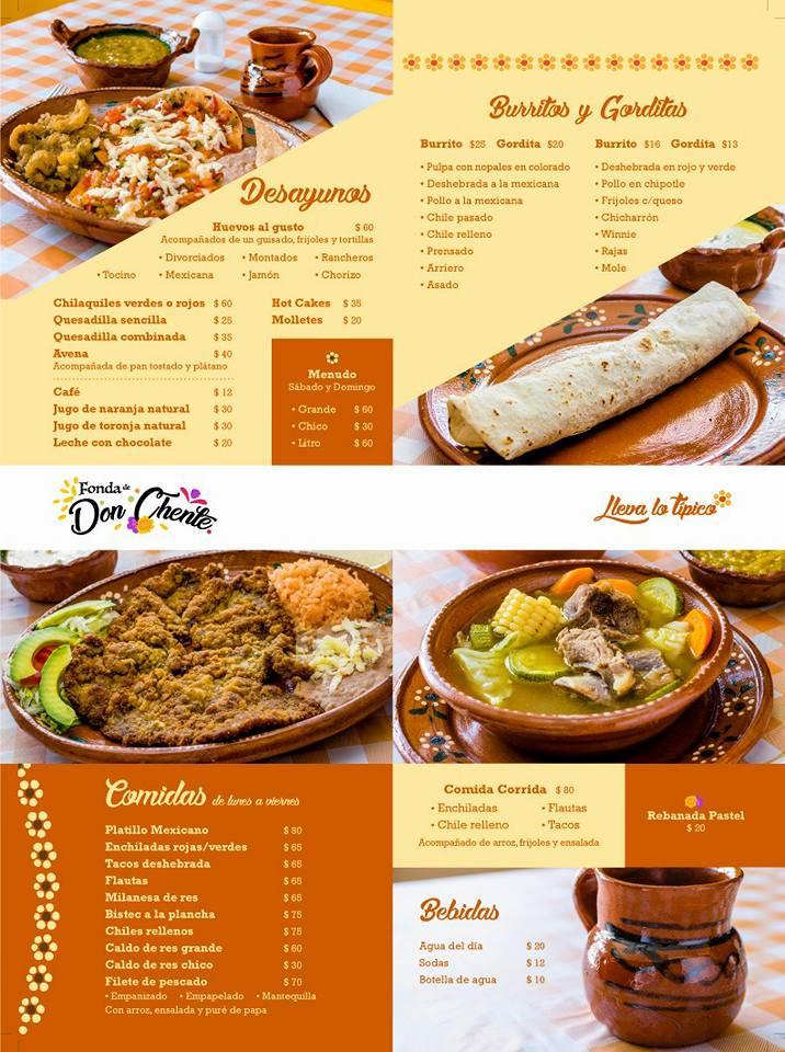 Menu at Fonda de Don Chente restaurant, Ciudad Juarez