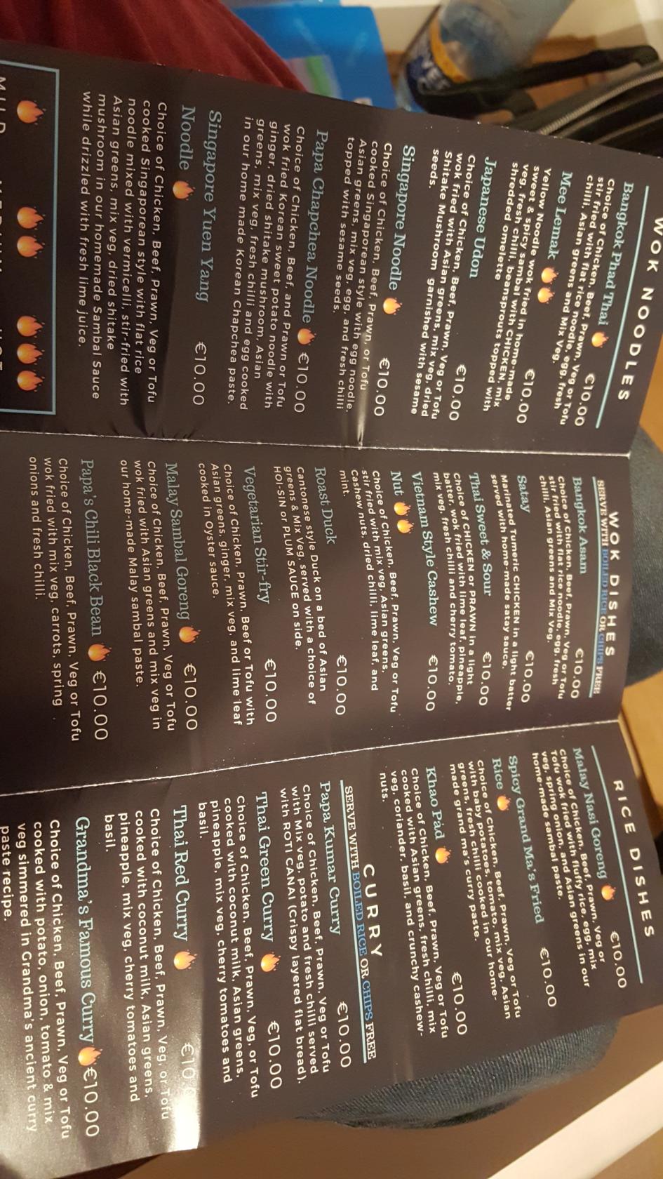 Menu at Papa Rich WOODQUAY restaurant, Galway, Daly's Place