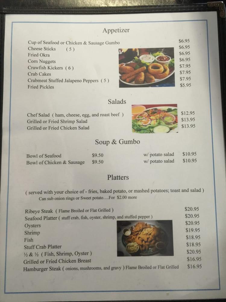 Menu at Starfish Restaurant, Grand Isle