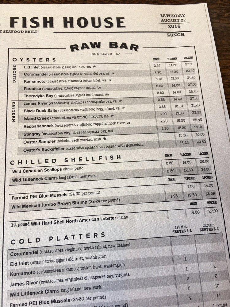 Menu at King's Fish House restaurant, Long Beach