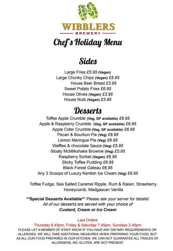 Menu at Wibblers Brewery, Taproom & Kitchen pub & bar, Southminster