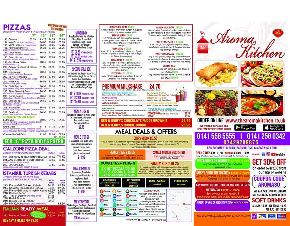 Menu At Aroma Kitchen Pizzeria Glasgow 560 Broomfield Road   R083 Aroma Kitchen Menu 2021 09 1 