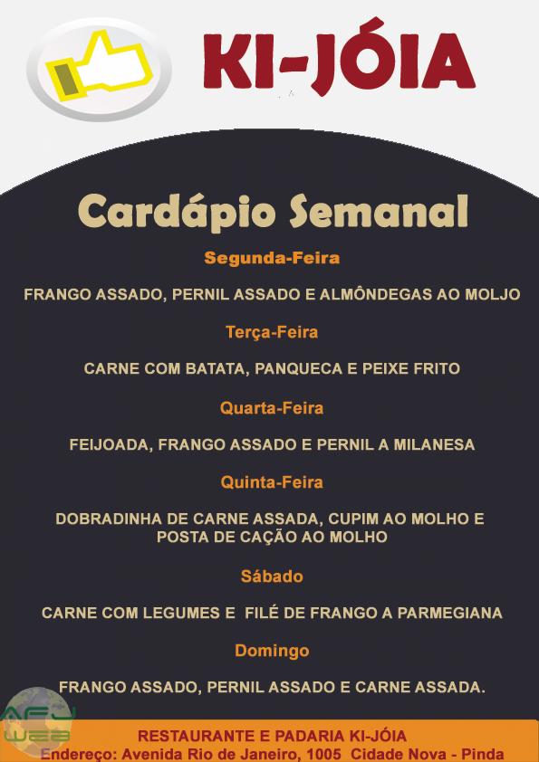 Padaria e Restaurante Ki-joia cardápio