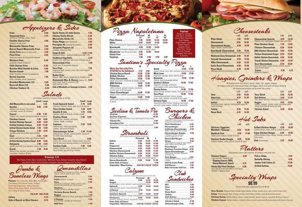 Menu at Santina's Kitchen restaurant, Stowe, 1 E Vine St