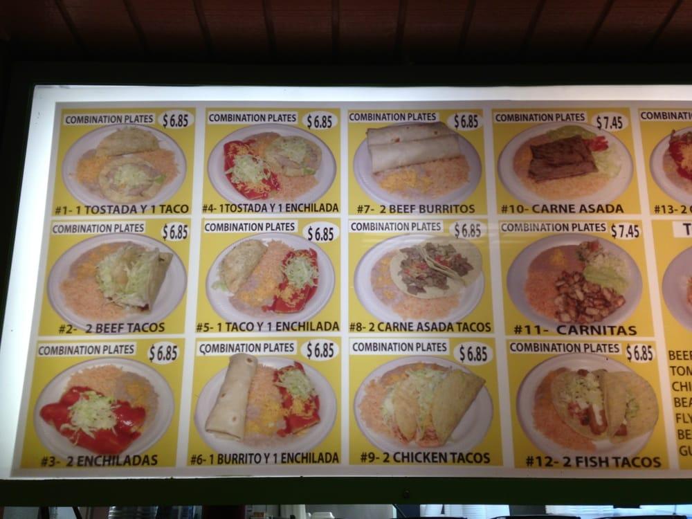 Menu at Tacos Rapidos restaurant, Denver, W Alameda Ave
