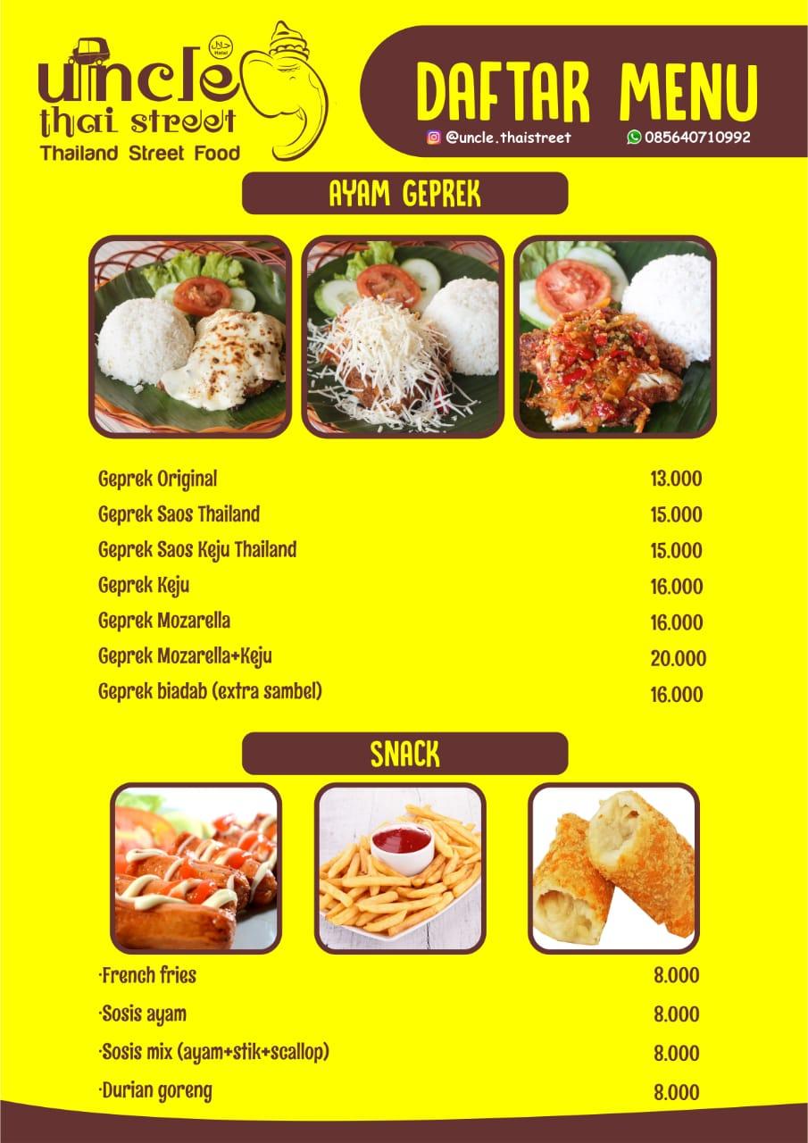 Menu at Uncle Banana cafe, Jepara