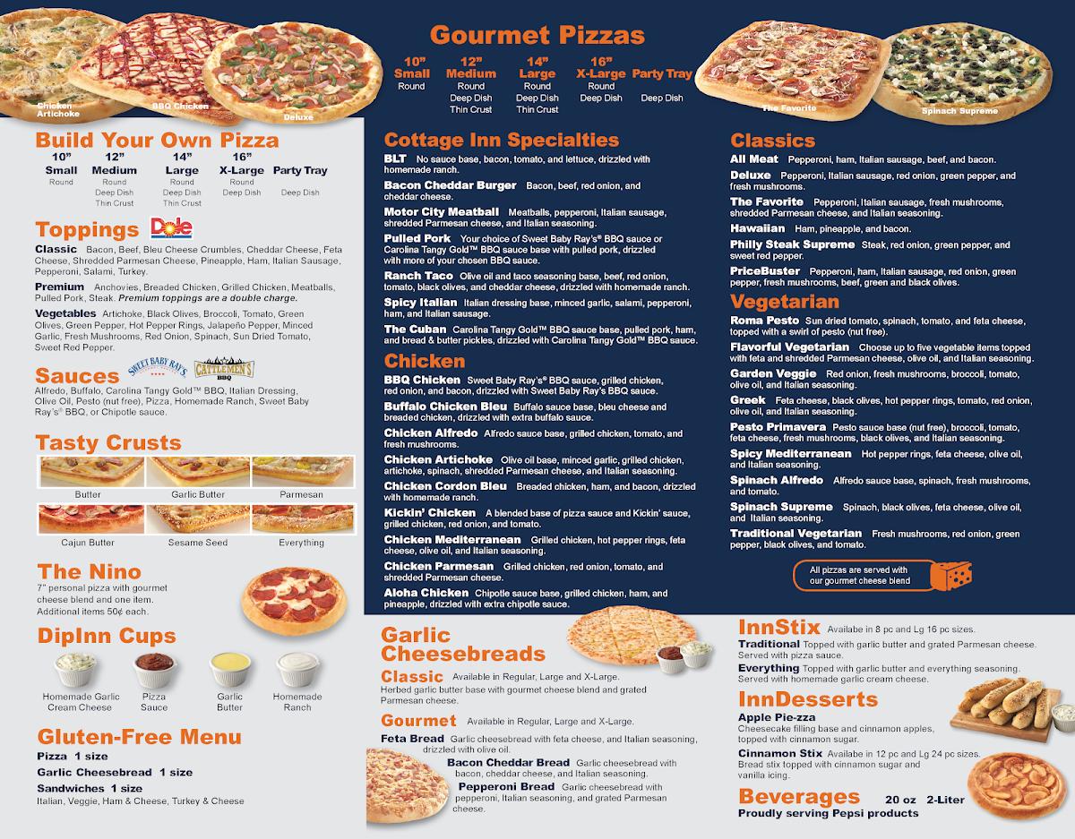 Cottage inn store pizza menu