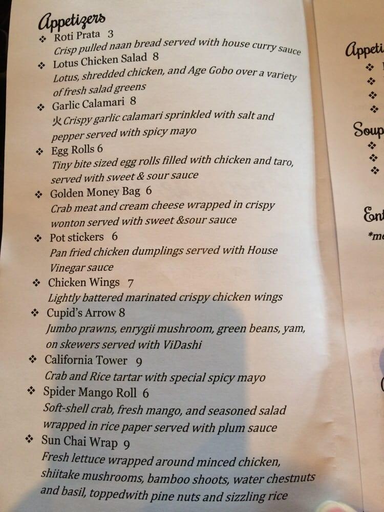 Menu at Pineapple Village restaurant, Gilroy