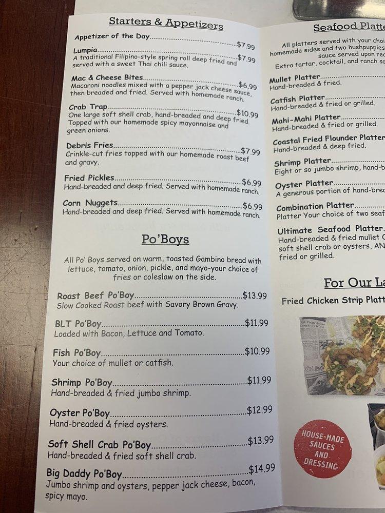 Menu at Shannon's Seafood Kitchen restaurant, Pensacola