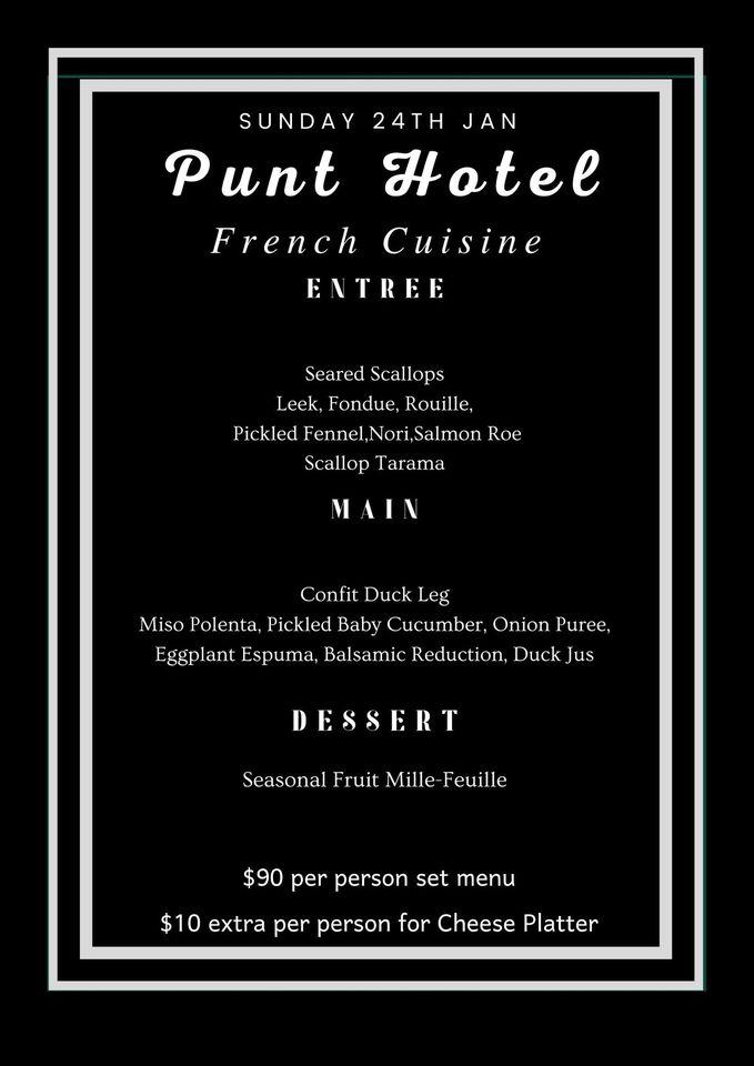 Menu at Punt Hotel pub & bar, Darlington Point