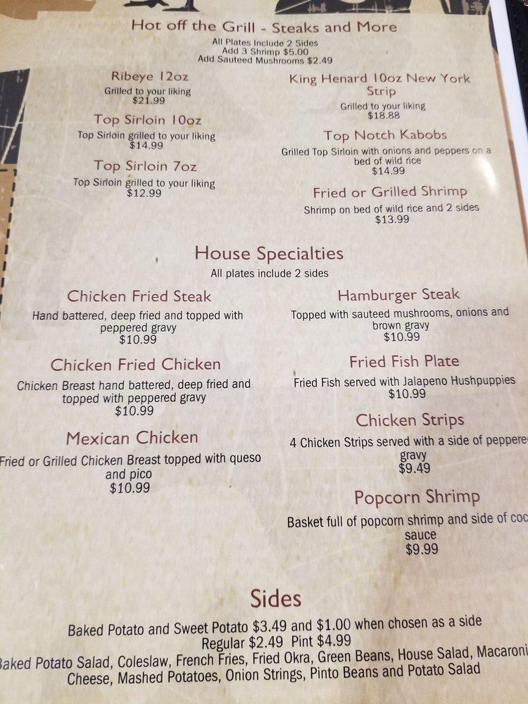 Menu at Top Notch Texas BBQ, Childress