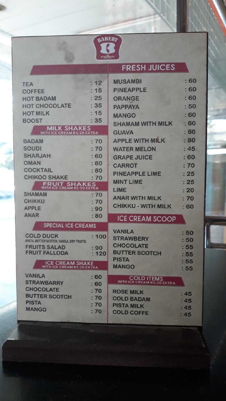 Menu at Best Bakers, Kochi, Edappally Edappally Post Office