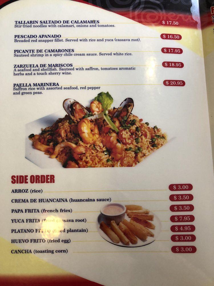 Carta de Estampas Peruanas Restaurant, Redwood City