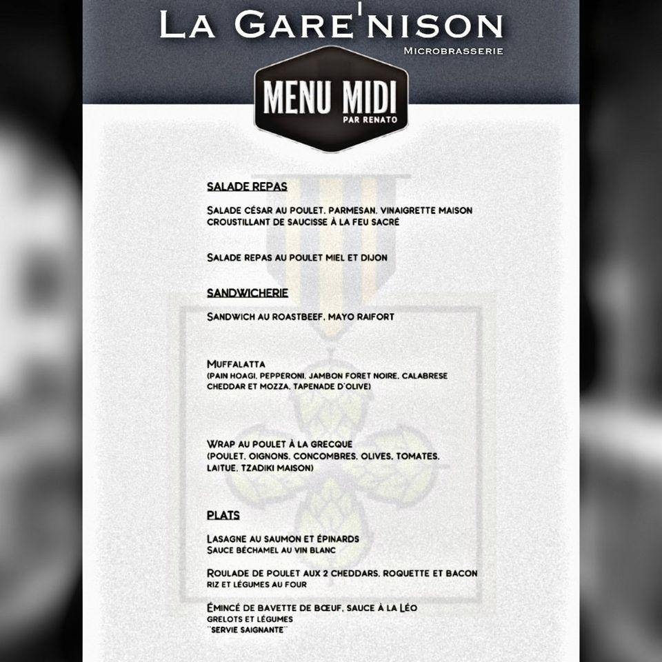 Menu au La Garnison Microbrasserie & RestoPub, LacMégantic