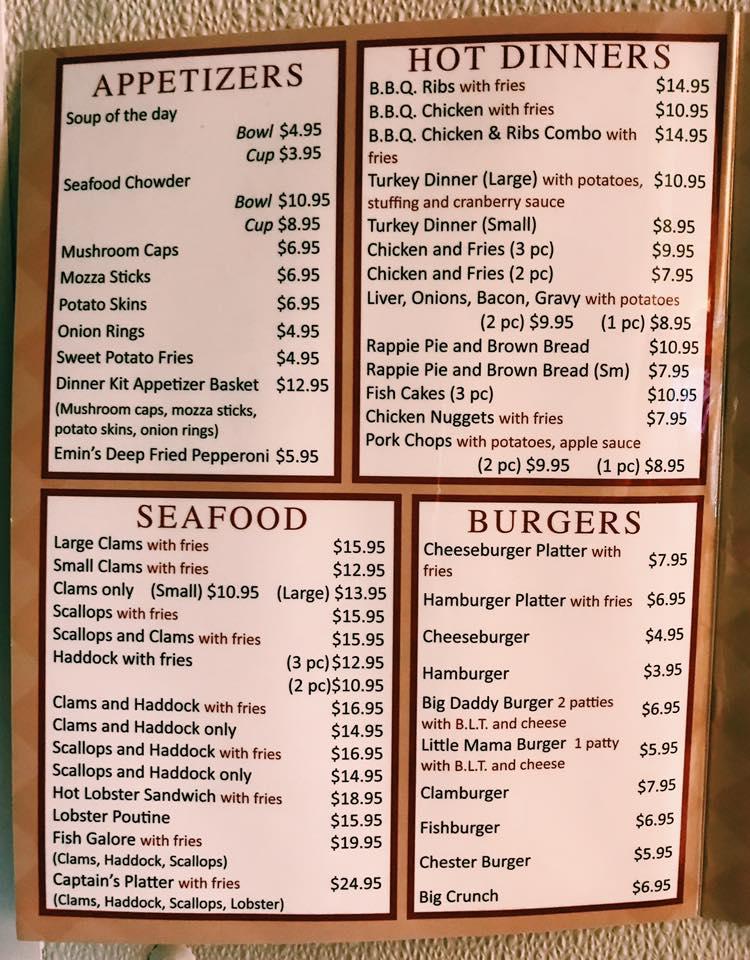 Menu at The Dinner Plate restaurant, Yarmouth