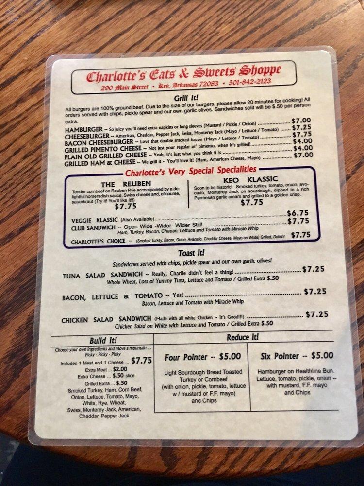 Menu at Charlotte's Eats & Sweets desserts, Keo