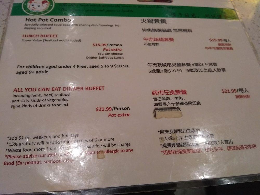 Carta del restaurante Happy Lamb Hot Pot, Ottawa, Ottawa