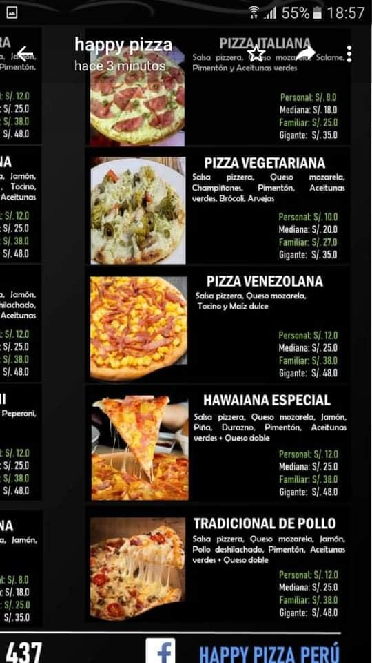 Menu At Happy Pizza Pizzeria, Chincha Baja District