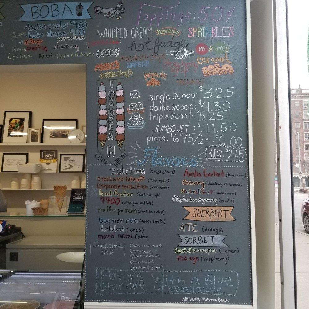 Menu at LiftOff Creamery desserts, Indianapolis