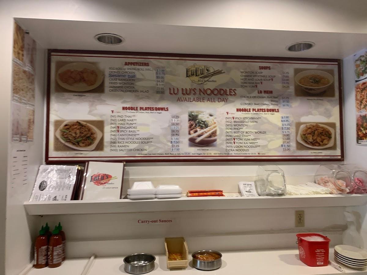 Menu at Lulu's Rice & Noodles restaurant, Springdale