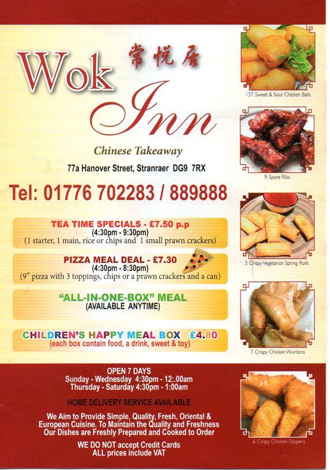 Menu at The Wok Inn fast food, Stranraer