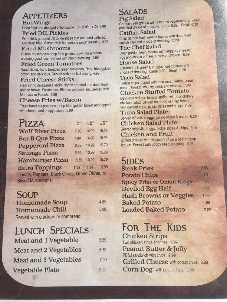 Menu at Wolf River Cafe, Rossville, 460 Main St