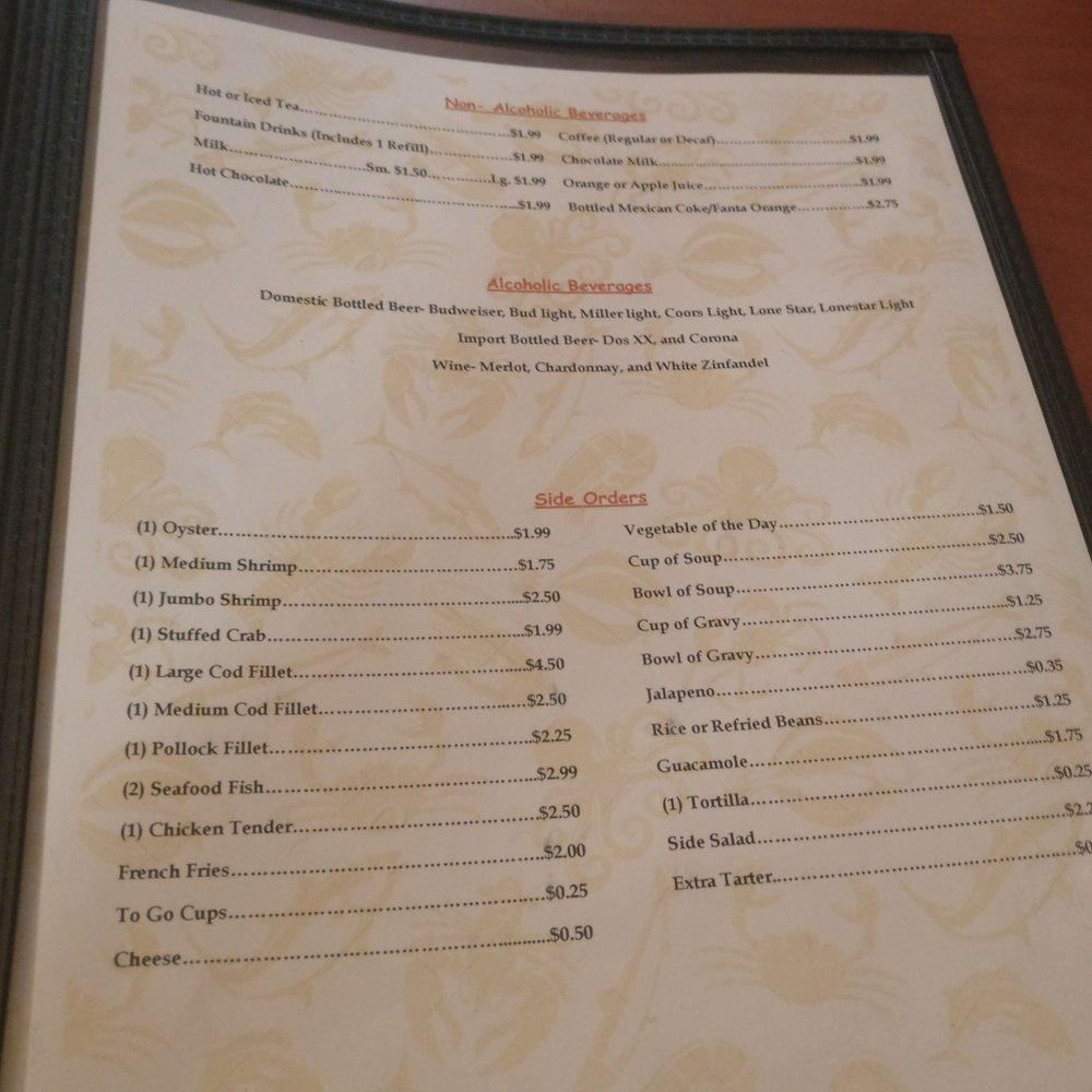 Menu at Sherry's Texan Seafood Restaurant, San Antonio, Pleasanton Rd