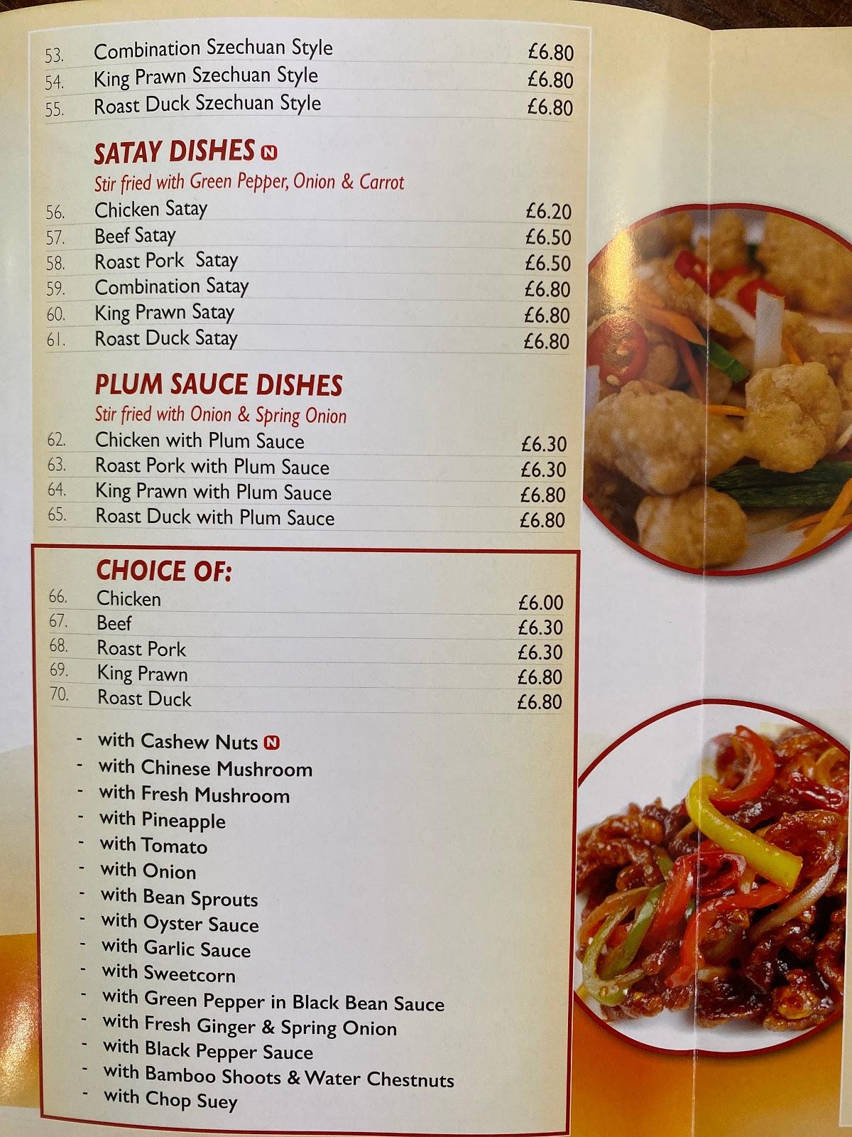 Menu at China Palace restaurant, Fort William