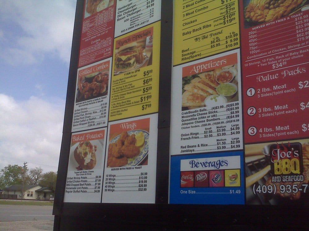 Menu at Cajun Joe's premium seafood restaurant, La Marque