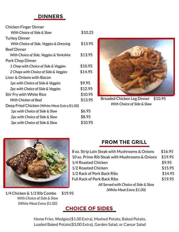 Menu at Gill's Grill restaurant, Gambo