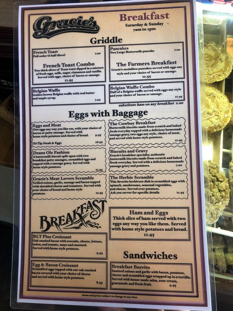 Menu at Gracie's BBQ, Vallejo