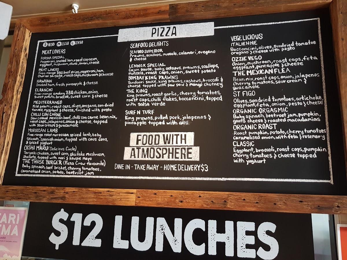 Menu at Lennox Pizza restaurant, Lennox Head