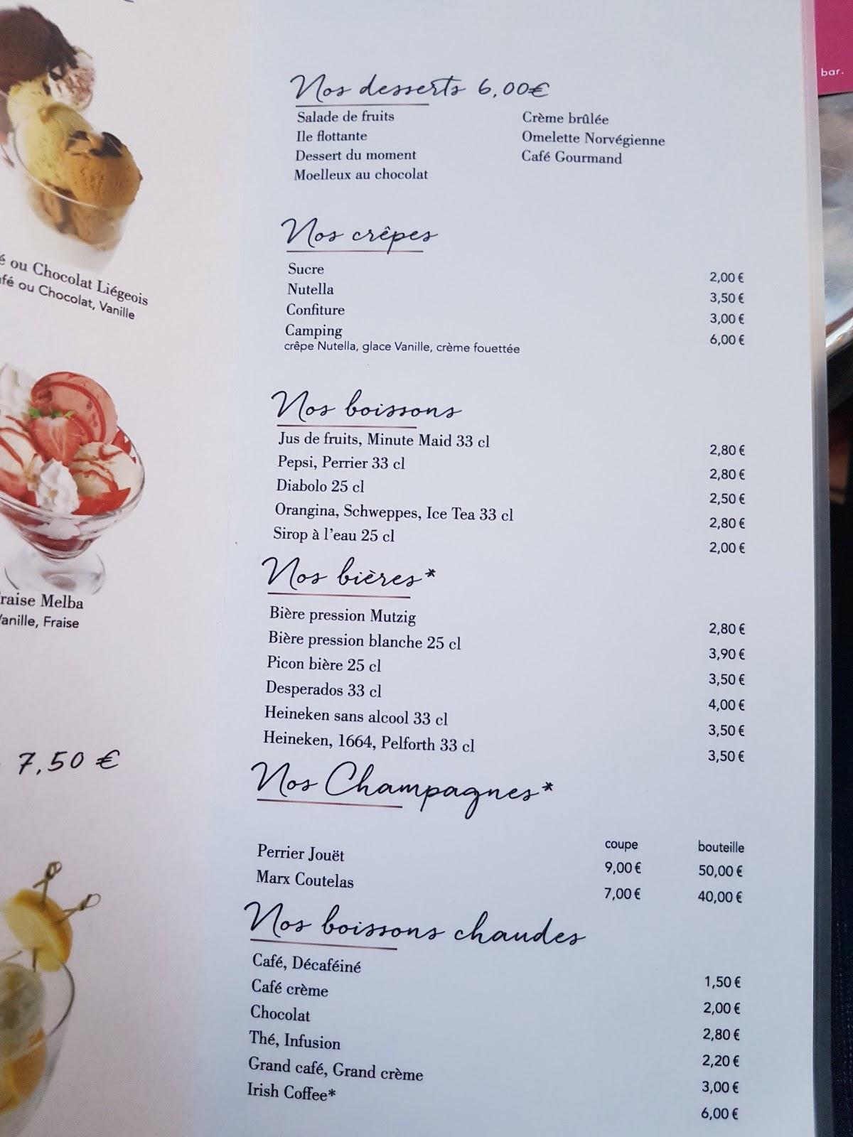 Menu au restaurant du plan deau, Cournon-dAuvergne, rue du pré des  laveuses