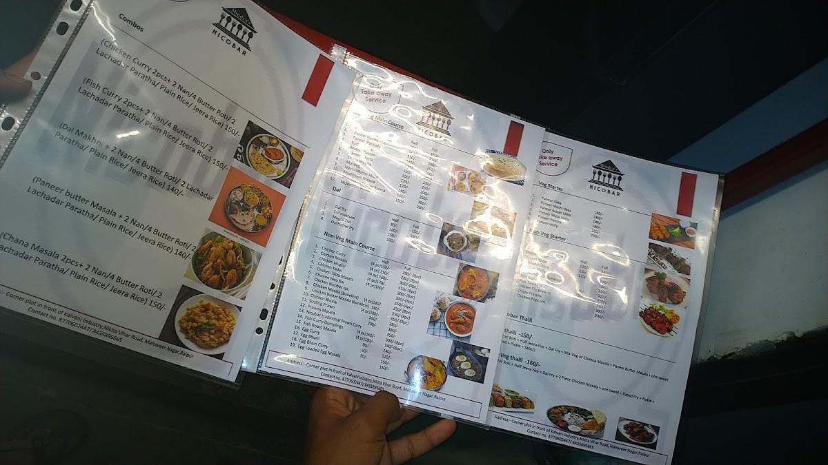 Nicobar restaurant menu