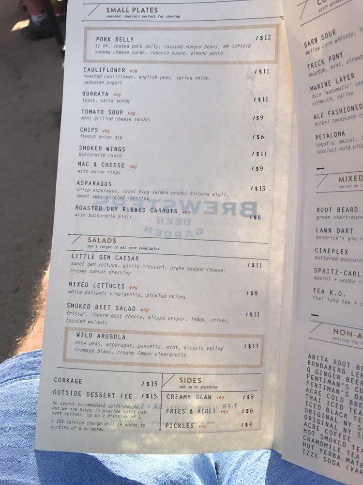 Menu at Brewsters Beer Garden BBQ, Petaluma
