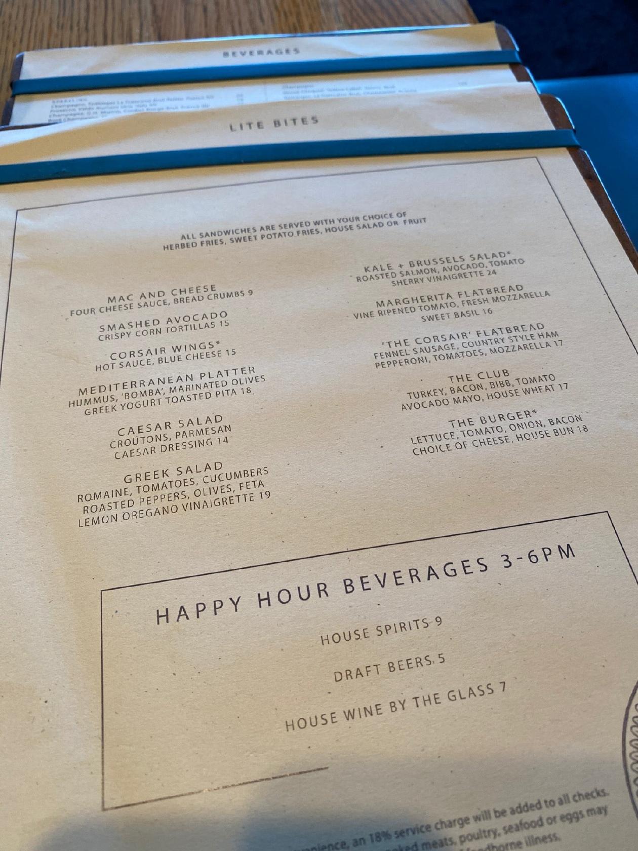 Menu at CORSAIR kitchen & bar, Aventura