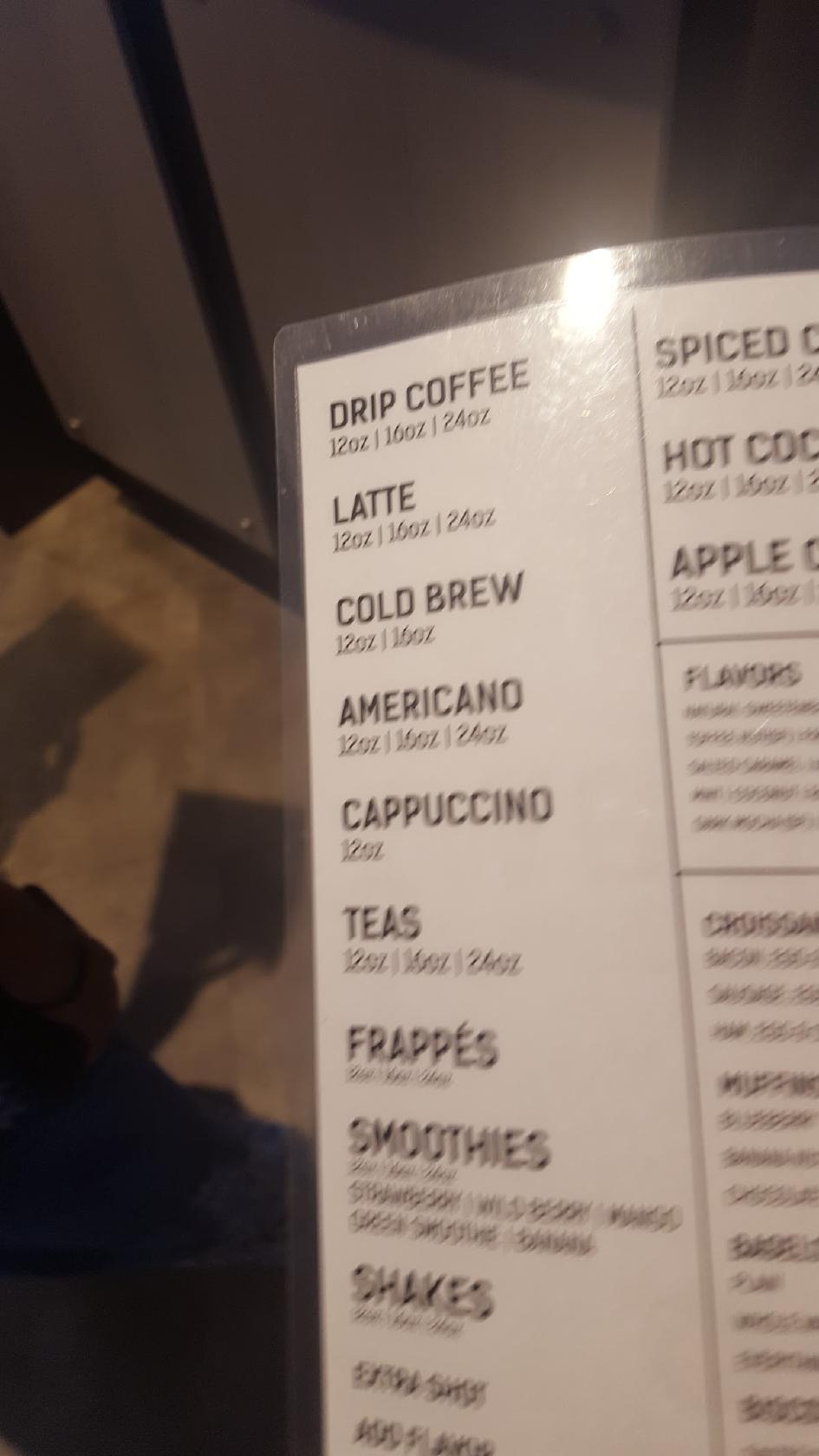 Menu at Red Owl Coffee Company, Valdosta, N Valdosta Rd
