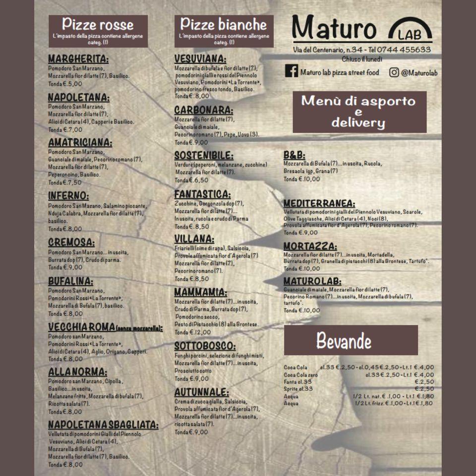 Menu at Maturo Lab Pizzeria, Lugnano In Teverina