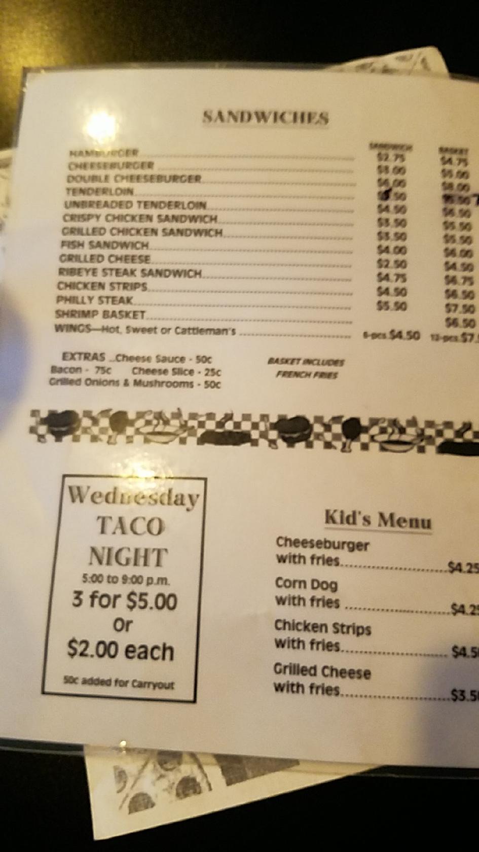 Menu at Genisio's pub & bar, Woodhull