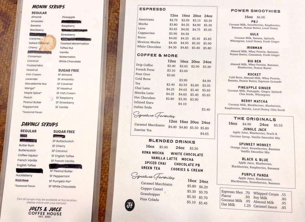 Menu at Jack Henry Coffee House, Caldwell