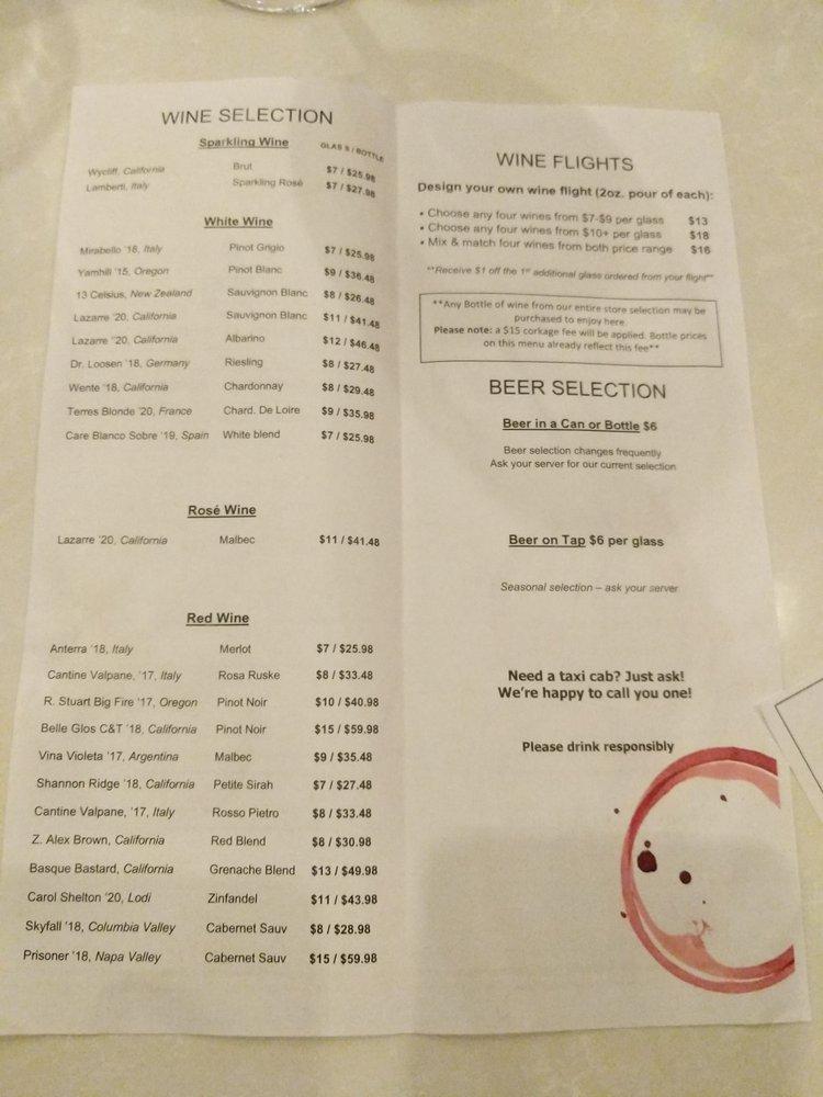 Menu at Church Street Wine Shoppe pub & bar, Huntsville, 501 Church St NW