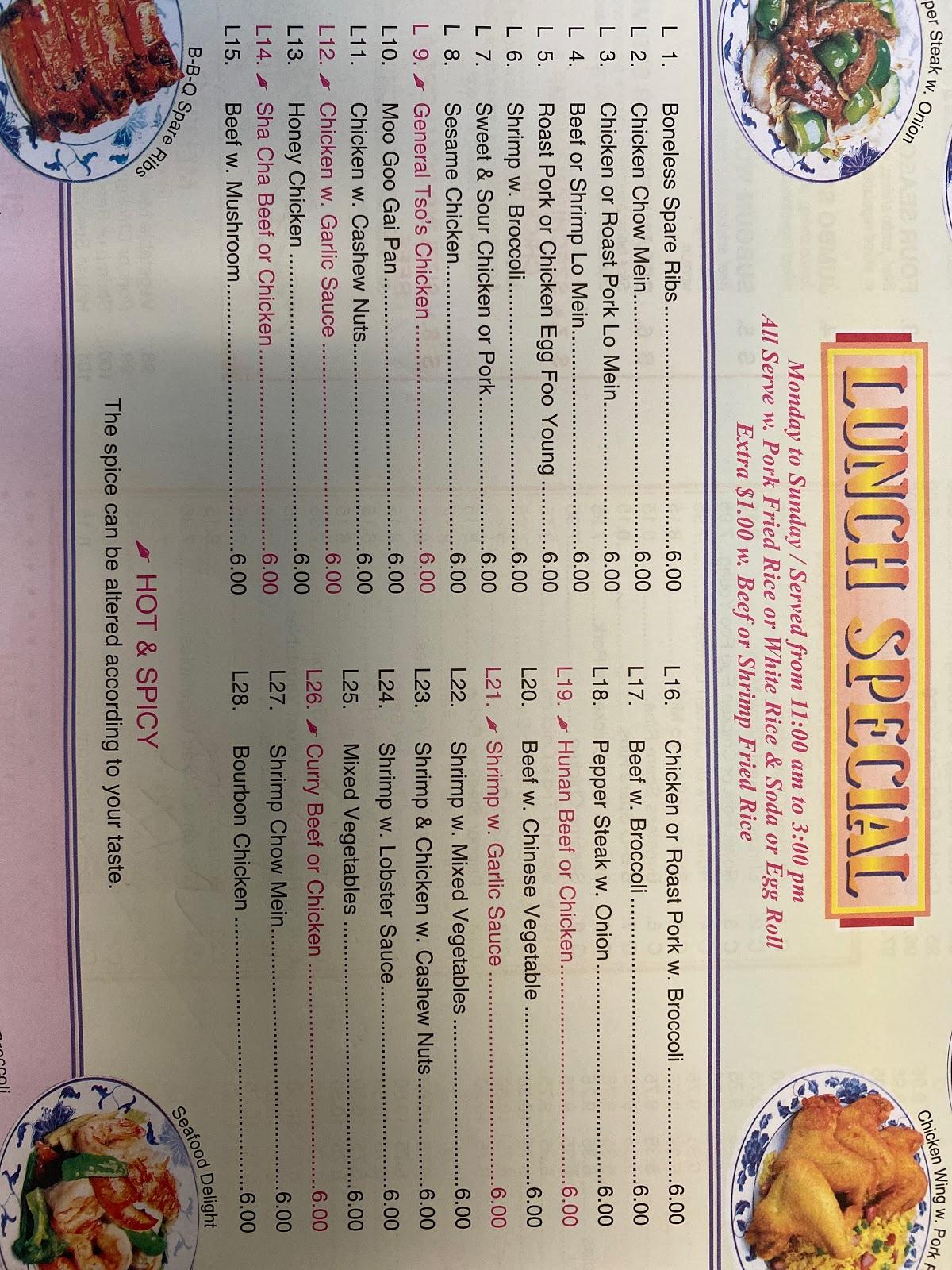 Menu at Jin Jin Kitchen restaurant, Lakeland