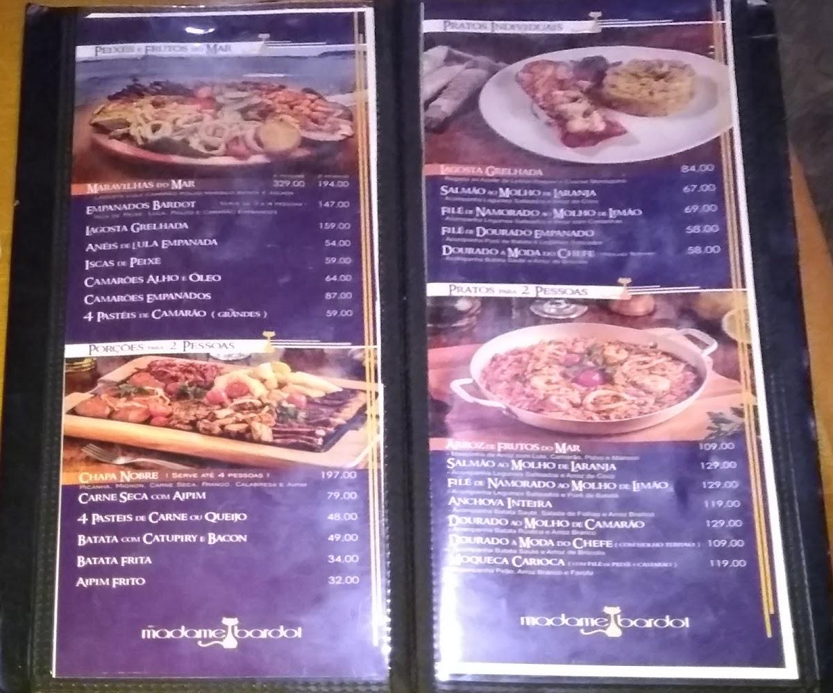 Carta de La Bardot Restaurant e churrasqueira, Búzios