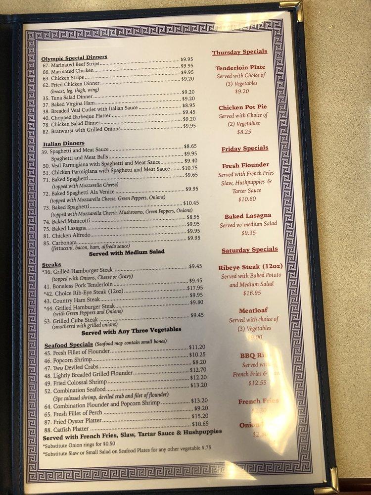 Menu at Olympic Family Restaurant- COLFAX, Colfax, W Market St