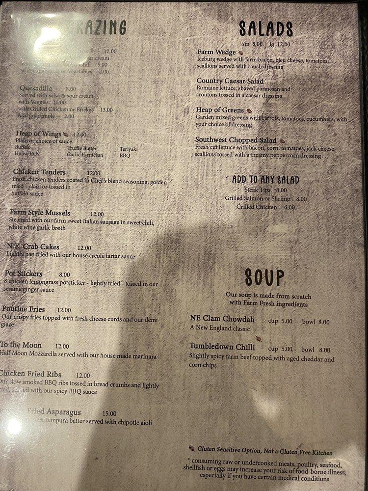 Menu at Tumbledown Farm to Fork pizzeria, Wakefield