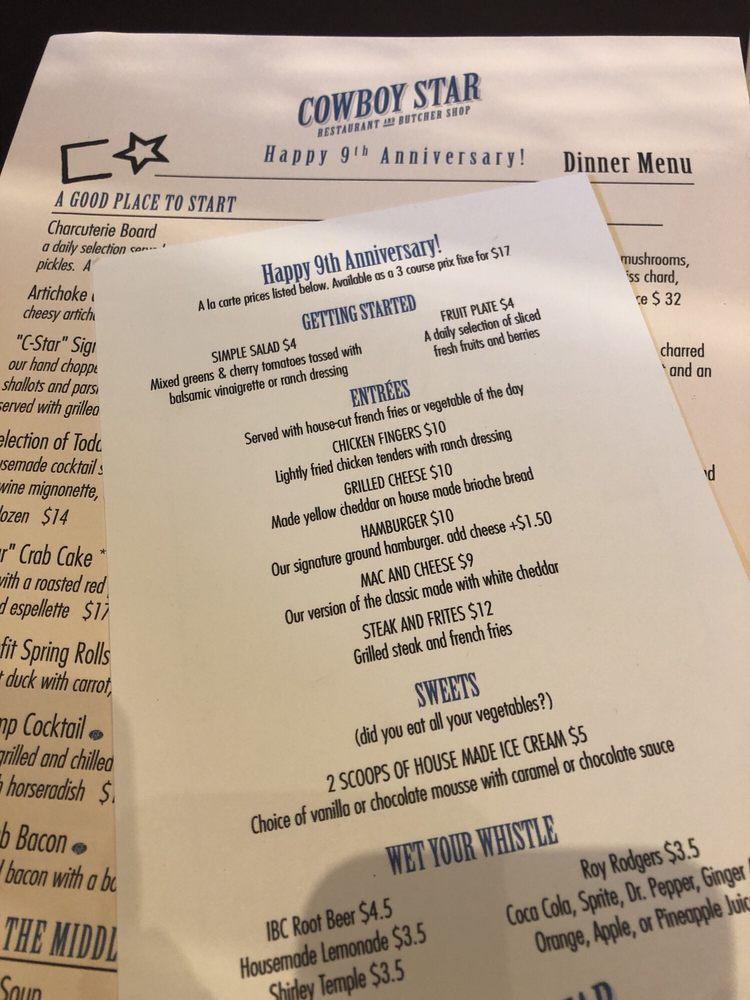 Menu at Cowboy Star Restaurant And Butcher Shop, Colorado Springs