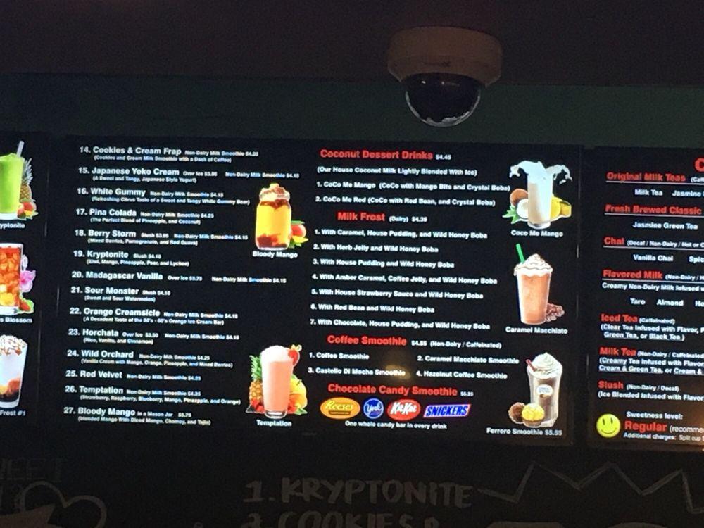 Menu at Boba My Tea cafe, Los Angeles, Nordhoff St