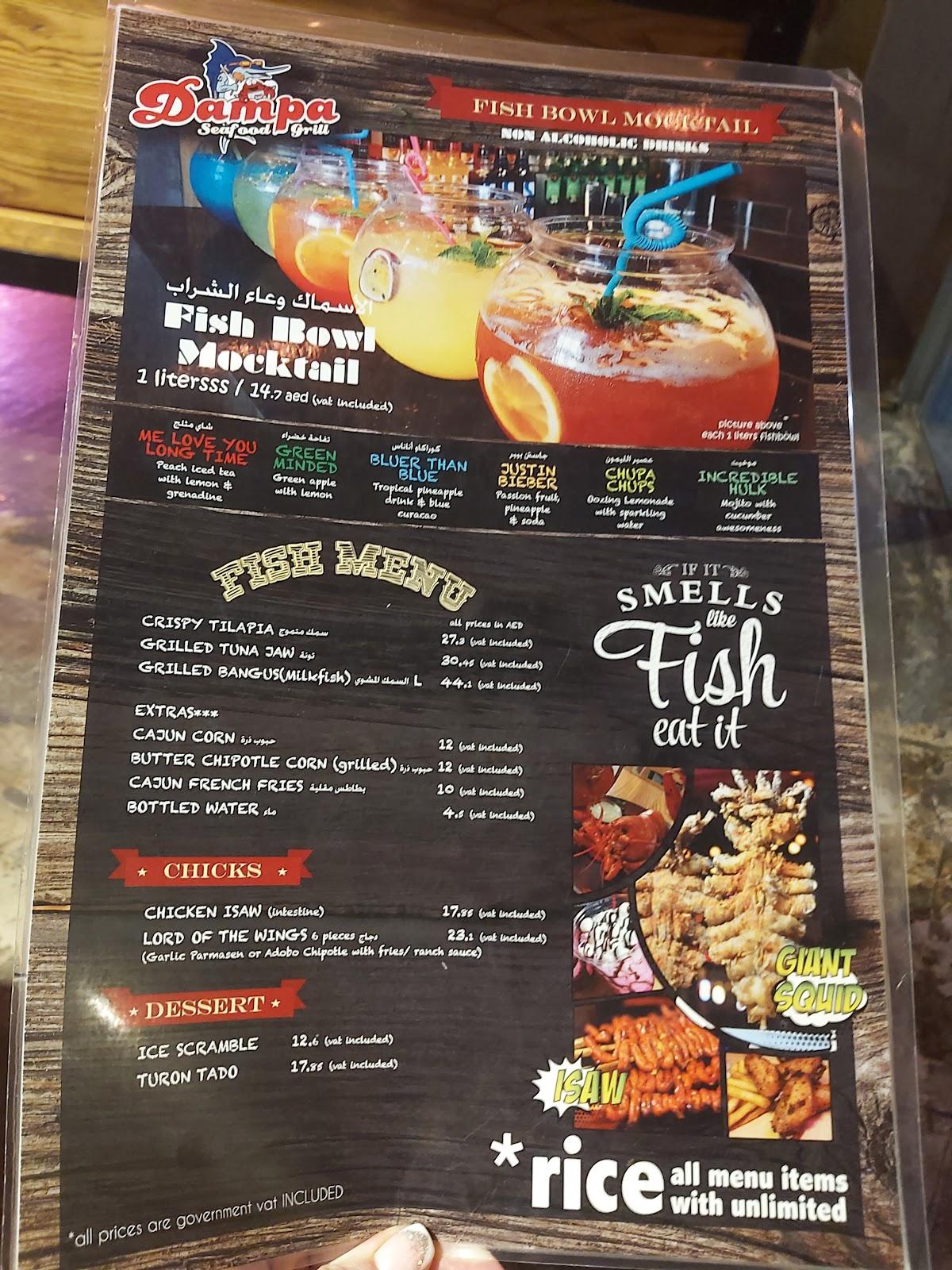 Menu at Dampa Seafood Grill - Abu Dhabi restaurant, Abu Dhabi, Fatma ...